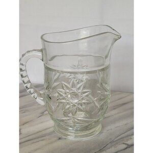 Vintage Anchor Hocking Pint Pitcher Early American Prescut Hobstar Design EAPG C